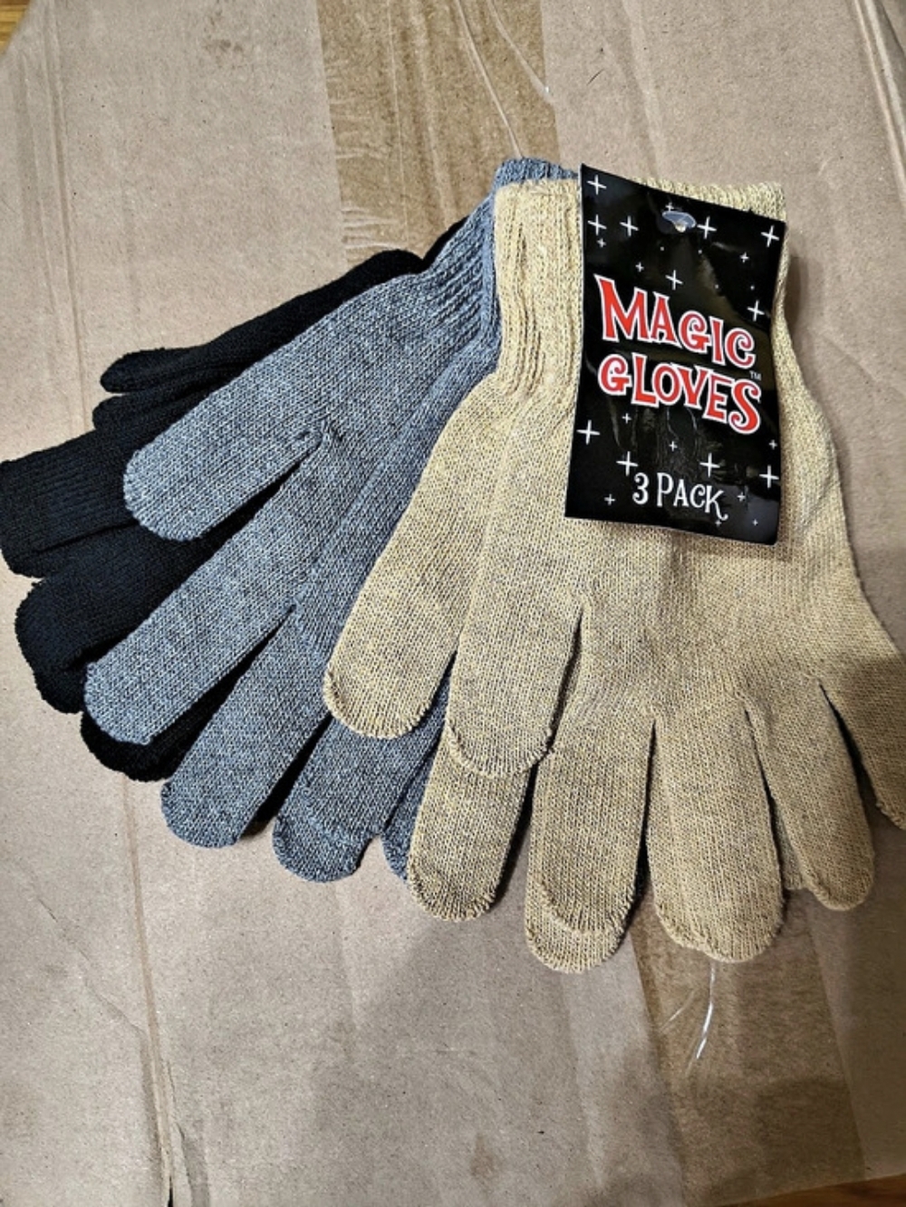 Magic Gloves 3 Pack Gloves Black, Gray & Tan